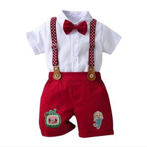 Cocomelon Boy Outfit Suspenders Second Third Birthday Coco Melon Clothes JJ Set